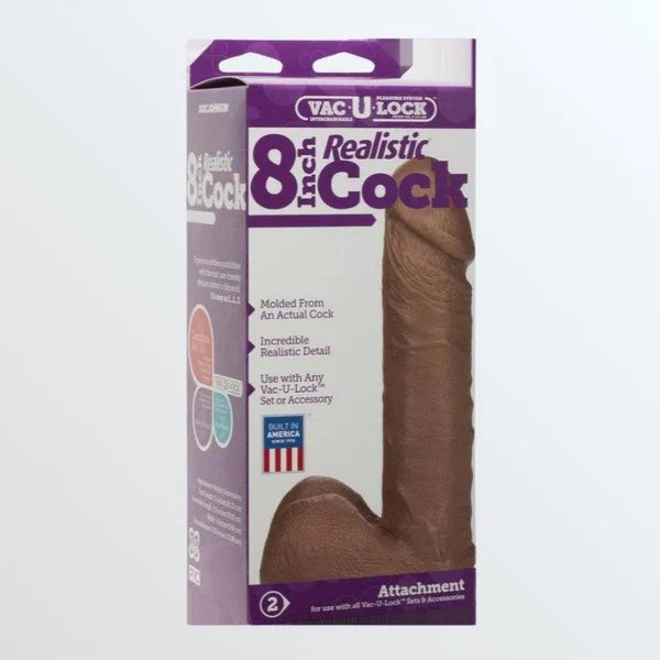 Doc Johnson Vac-U-Lock 8" Realistic Cock - Caramel — image 25 of 25
