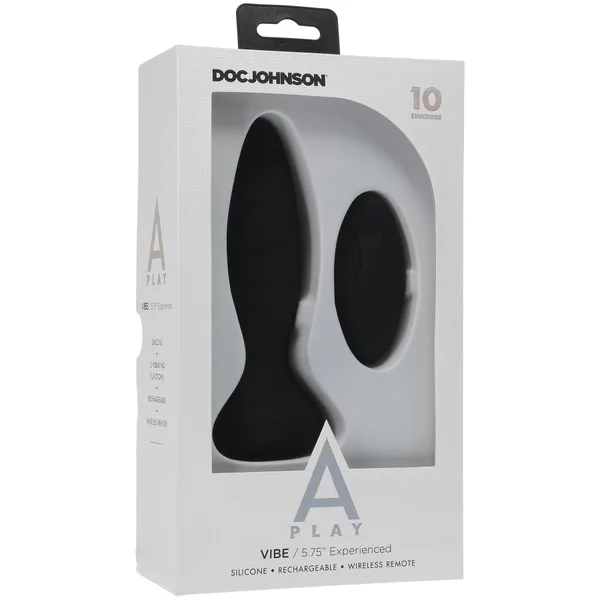 A-Play Experienced Vibrating Rechargeable Silicone Anal Plug With Remote By Doc Johnson - Black — image 8 of 9