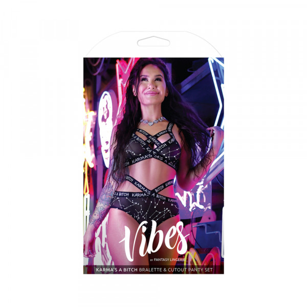 Vibes Karma's A Bitch Metallic Bra/pnty Blk L/xl
