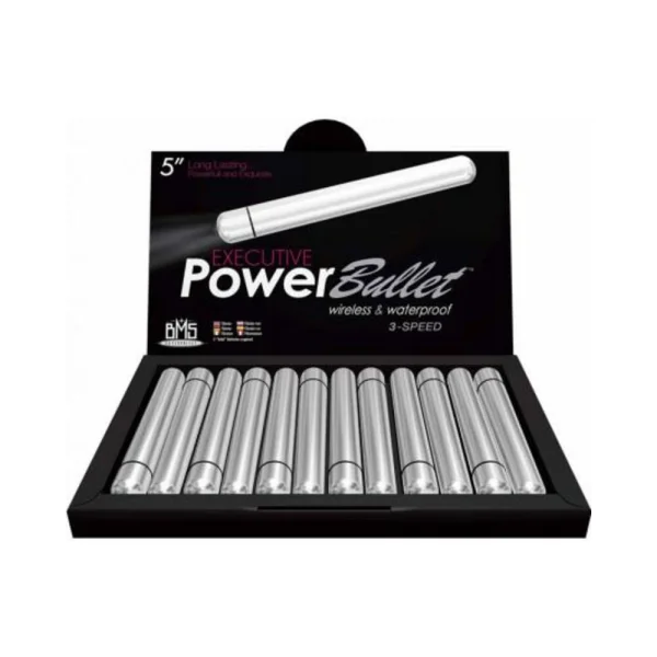Power Bullet Executive Waterproof 5 Inch Silver 12 Per Display