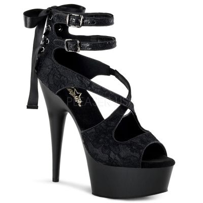 DELIGHT 678LC Criss Cross Double Ankle Strap Sandal 6 Heel 1 3 4 PF