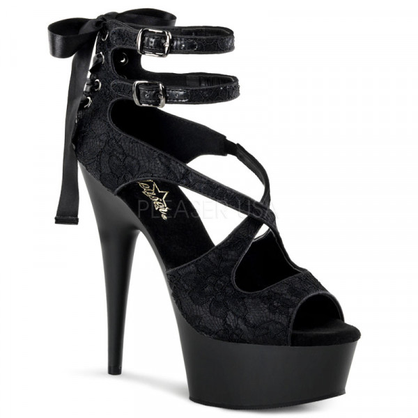 DELIGHT-678LC - Criss Cross Double Ankle Strap Sandal 6" Heel, 1 3/4" PF