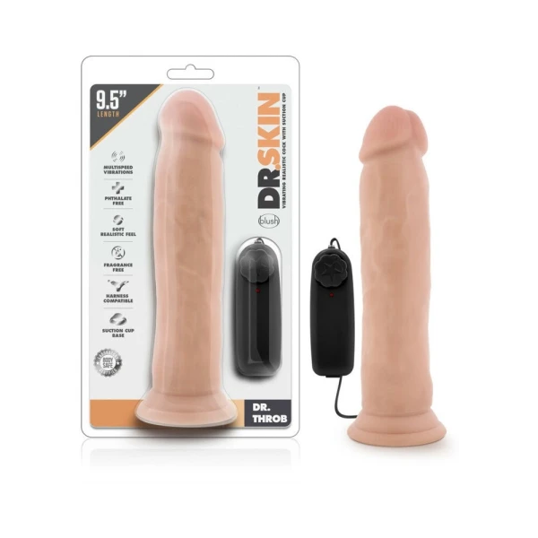 Dr. Skin - Dr. Throb 9.5in Vibrating Realistic Cock With Suction Cup