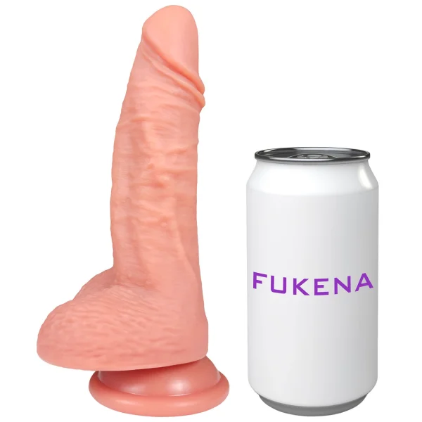 The Mechanic 5.75 Inch Silicone Realistic Dildo With Balls & Suction Cup Base By Fukena - Vanilla