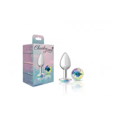 Cheeky Charms Silver Metal Butt Plug with Clear Gem
