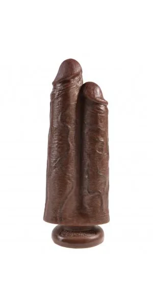 King Cock 9 inches Two Cocks One Hole Brown — image 4 of 6