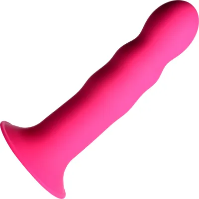 Squeeze It Squeezable Wavy Suction Cup Dildo Pink