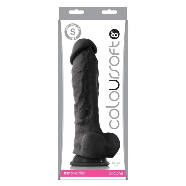 ColourSoft 8 Inch Black Silicone Suction Cup Dildo — image 11 of 11