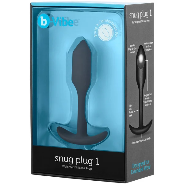 b-Vibe Snug Plug 1 Small Silicone Weighted Butt Plug - Black — image 18 of 18