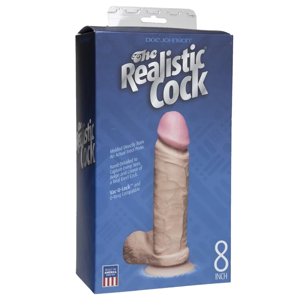 Doc Johnson The Realistic Cock 8" - Vac-U-Lock Compatible Suction Cup Base - Vanilla — image 23 of 23