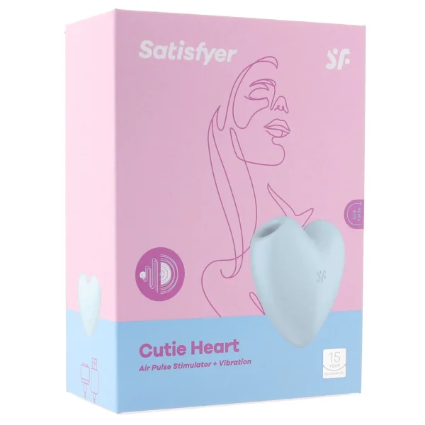 Satisfyer Cutie Heart Pressure Wave Rechargeable Waterproof Clitoral Stimulator - Blue