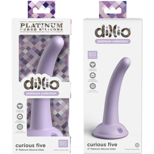 Dillio Platinum Curious Five Silicone 5" Suction Cup Dildo - Lavender