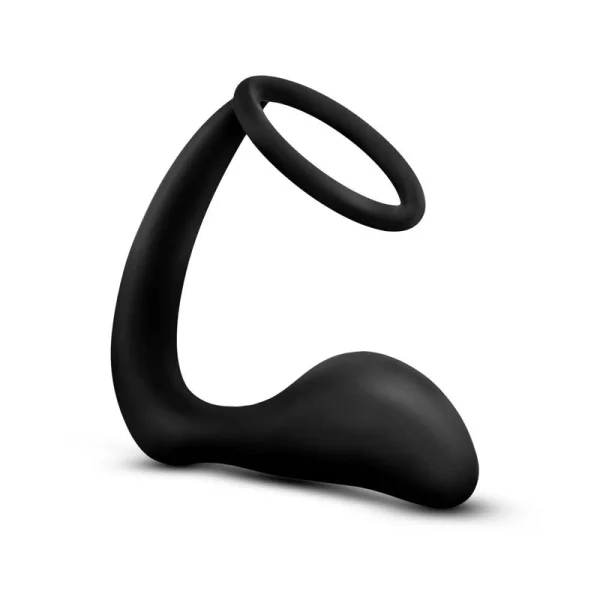 Platinum Cock Ring Plug in Black by Anal Adventures