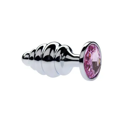 Kink Range Alloy Gemmed Butt Plug 3 7 Inch Baby Pink Large