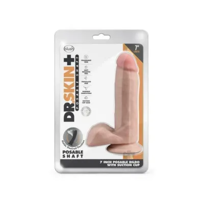 Dr Skin Plus Posable Dildo With Balls 7 In Vanilla