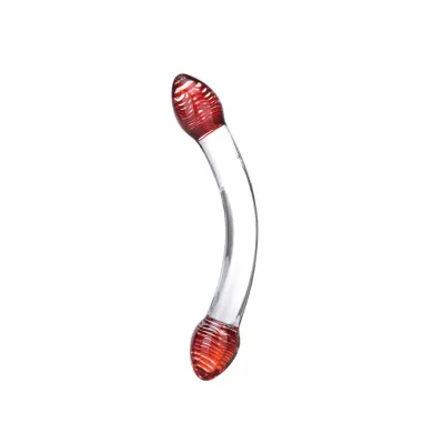 Red Head Glass Double Dildo