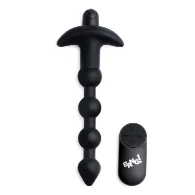 Bang Vibrating Silicone Anal Beads and Remote Black