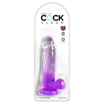 King Cock Clear 7 Inch With Balls Purple
