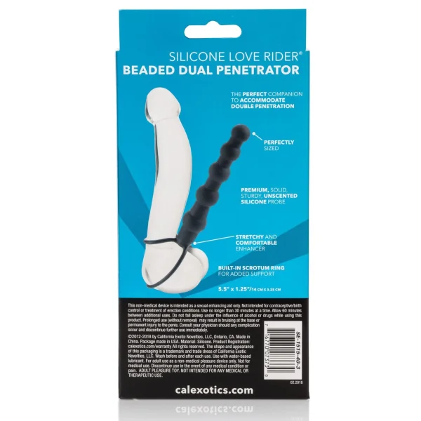 Silicone Love Rider Beaded Dual Penetrator - Black