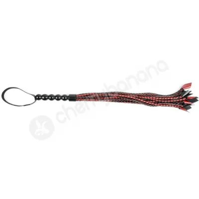 Saffron Cat O Nine Tails Faux Leather Braided Flogger With Comfort Grip Handle