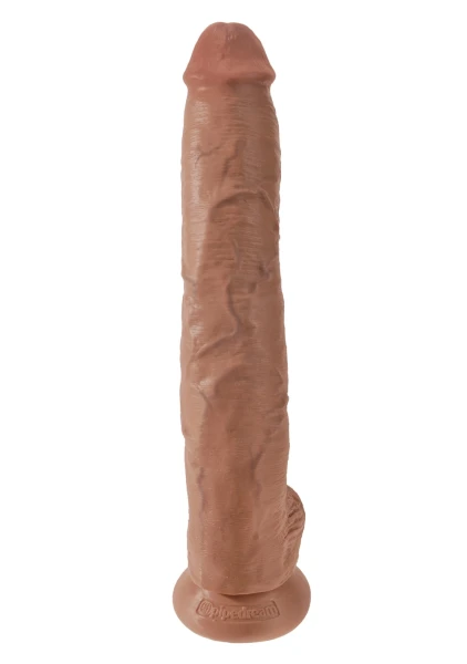 King Cock 14" Suction Cup Dildo With Balls - Caramel