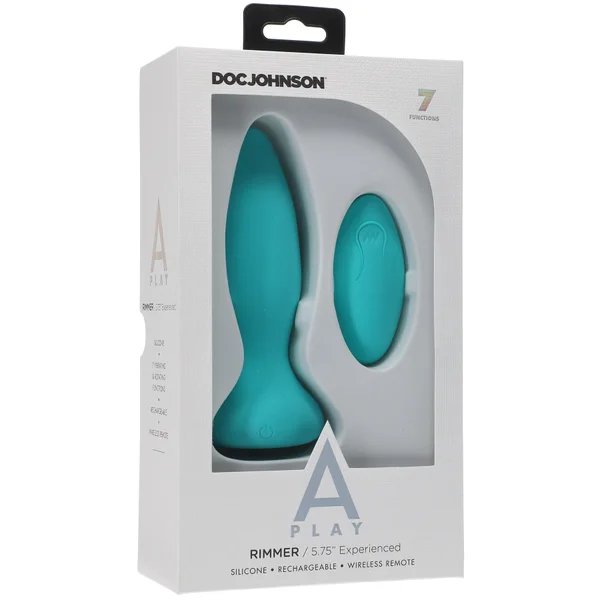 A-Play Rimmer Experienced Rechargeable Silicone Anal Plug With Remote By Doc Johnson - Teal — image 8 of 9
