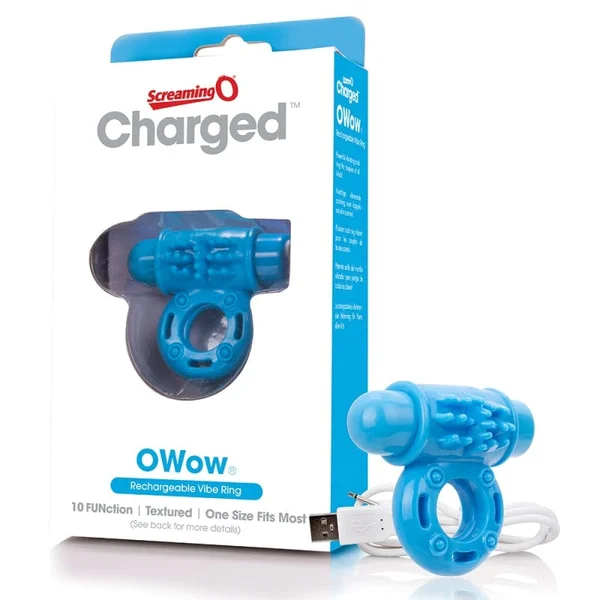 Charged O Wow Rechargeable Vibrating Cock Ring By Screaming O - Blue — image 14 of 23