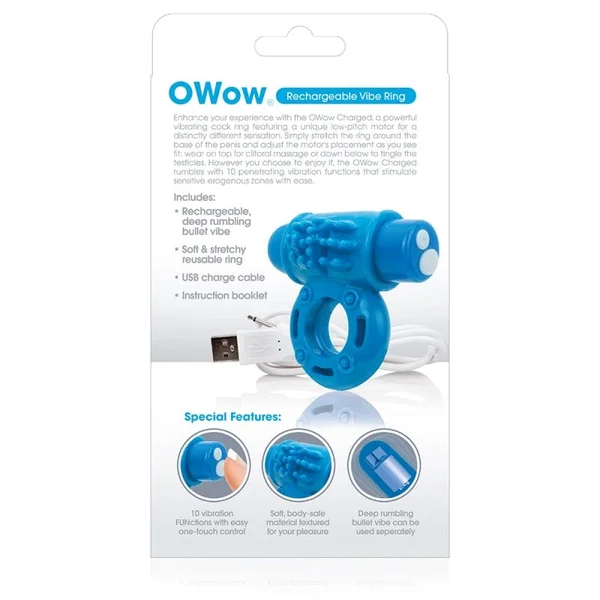 Charged O Wow Rechargeable Vibrating Cock Ring By Screaming O - Blue — image 17 of 23