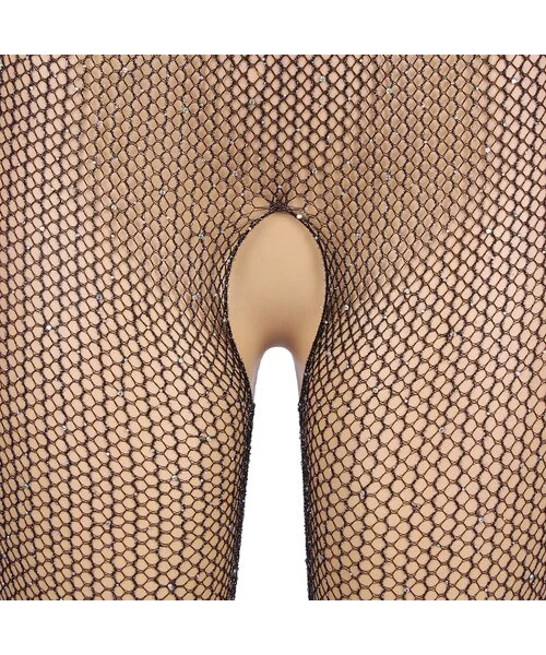 Bondara Flirt Off-the-Shoulder Crotchless Diamante Bodystocking