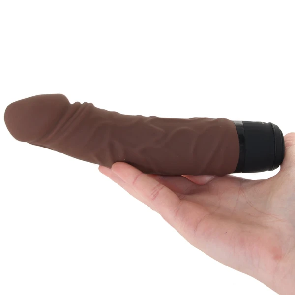 Powercocks Realistic Silicone Waterproof Rechargeable 6.5" Vibrator - Chocolate