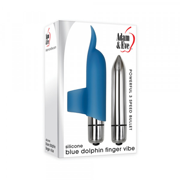 Adam & Eve Silicone Blue Dolphin Finger Vibe