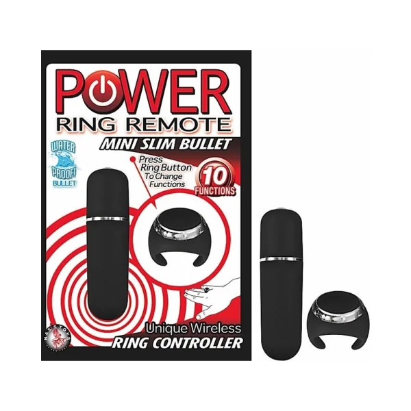 Power Ring Remote Mini Slim Bullet Vibrator Black