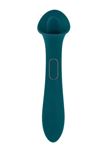 Playboy Pleasure True Indulgence Rechargeable Silicone Double Ended Tongue Stroking Vibrator - Teal
