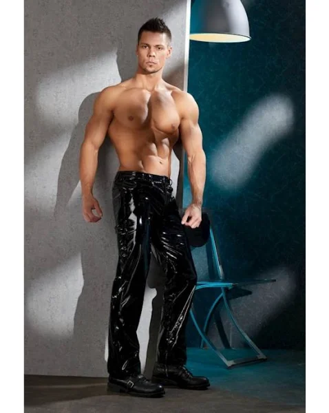 Troy Mens Vinyl Trousers - Black - Small