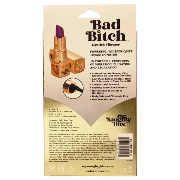 Naughty Bits Bad Bitch Rechargeable Lipstick Vibrator