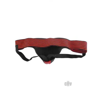 Rouge Leather Jockstrap Stripes Red Black