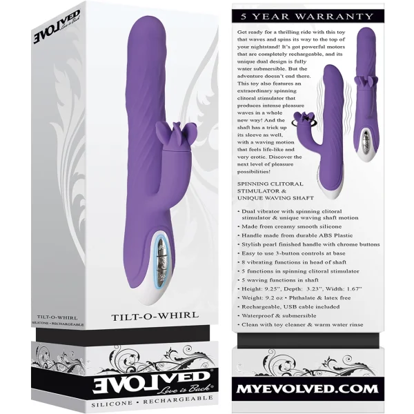 Tilt-O-Whirl 18-function Rechargeable Silicone Dual Stimulation Vibrator By Evolved Novelties
