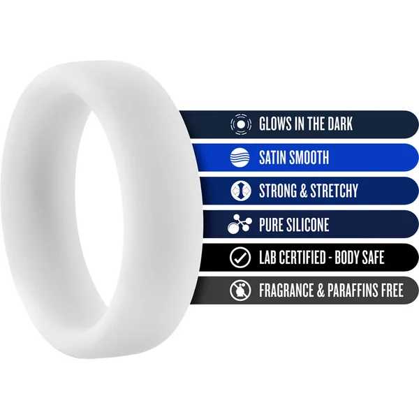 Performance Silicone Glo Pro Cock Ring By Blush Novelties - White Glow — image 9 of 10