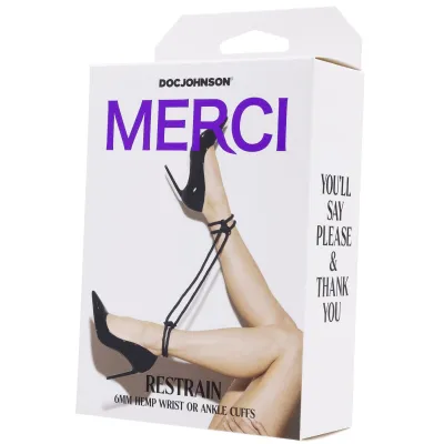 Merci Restrain 6mm Hemp Wrist or Ankle Cuffs Black