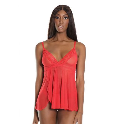 Trim Babydoll And Thong Red Lingerie Sexy