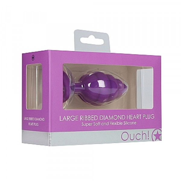 Ouch! Large Ribbed Diamond Heart Plug