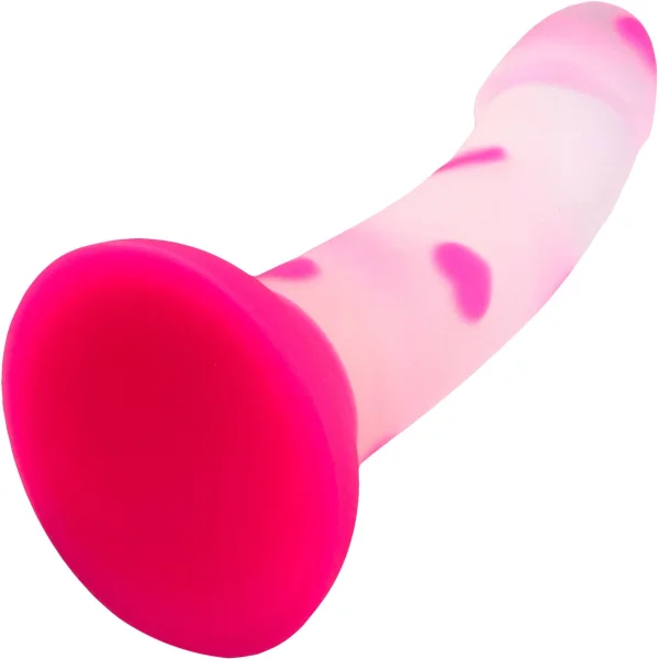 Sweet Sex Sweet  Heart 7" Silicone Suction Cup Dildo - Pink & White
