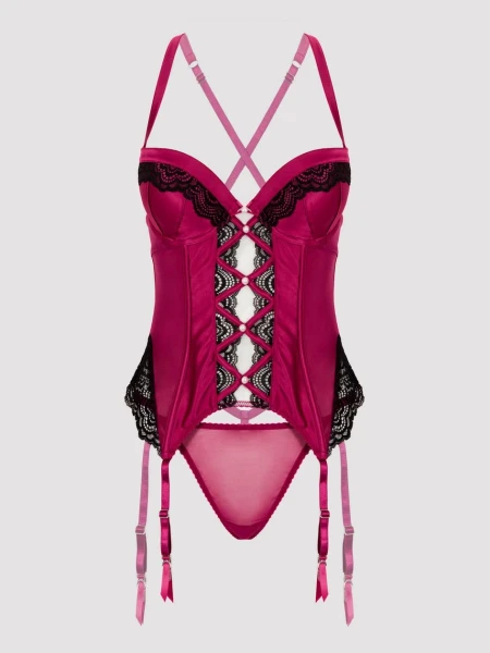 Lovehoney Satin Romance Purple Basque Set