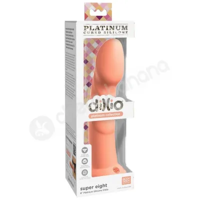 Dillio Platinum Super Eight 8 Peach Silicone Dildo With Suction Cup Body Dock Compatible Base