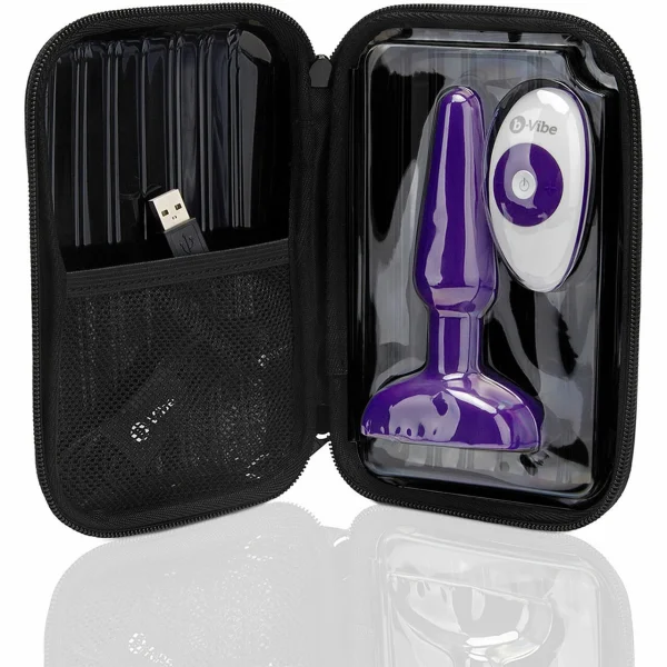 b-Vibe Trio Plug Waterproof Remote Control Vibrating Anal Toy - Purple