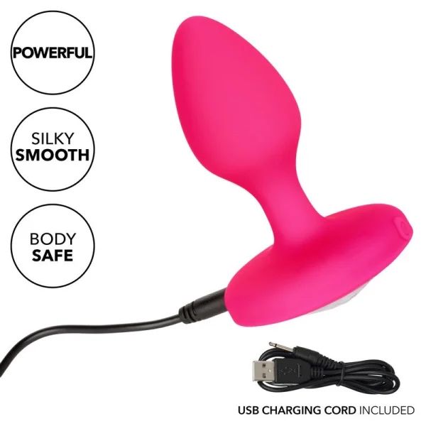 Cheeky Gems Silicone Rechargeable Vibrating Medium Anal Probe By CalExotics - Pink