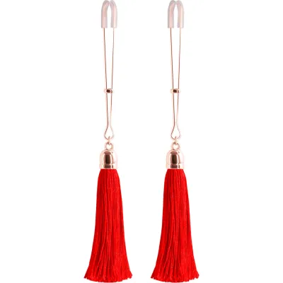 Bound Adjustable T1 Tassel Nipple Clamps by NS Novelties Rose Gold Red