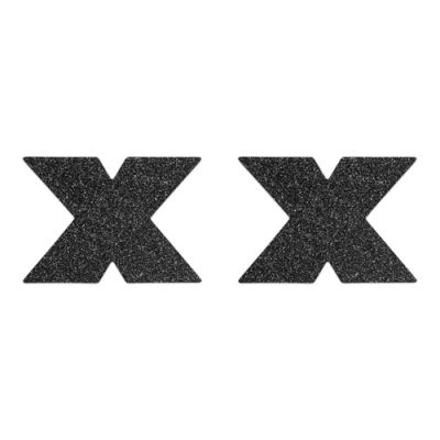 Flash Cross Nipple Stickers Black