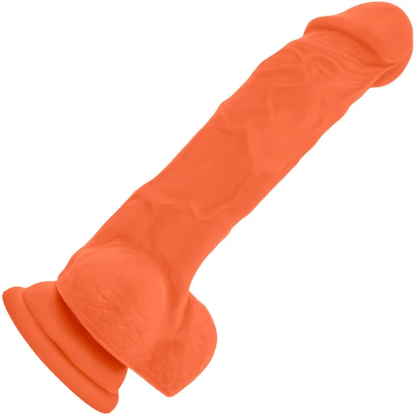 Neo Elite 7.5 Inch Dual Density Realistic Silicone Dildo With Balls by Blush - Neon Orange — image 10 of 14