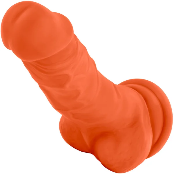 Neo Elite 7.5 Inch Dual Density Realistic Silicone Dildo With Balls by Blush - Neon Orange — image 9 of 14